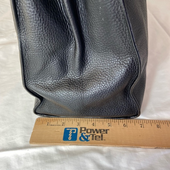 Vince Camuto Black Leather Tote Bag Elvan Style Gold Hardware Work Bag - Picture 12 of 16